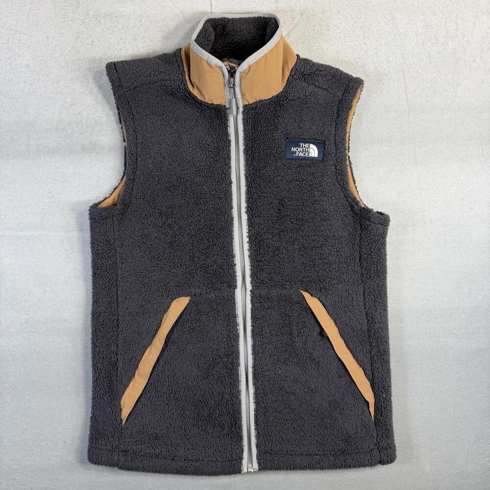 The North Face Campshire Vest Mens Small Gray Full Zip Deep Pile Outdoors Sherpa